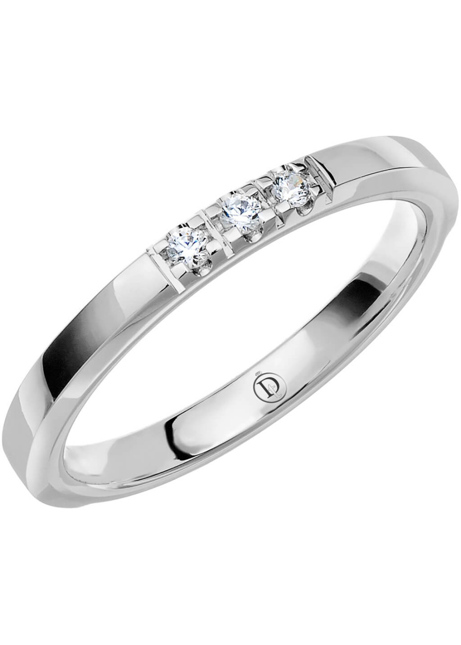 MR42 Witgouden trouwring-rijring met 0.06 crt. briljant 27 mm