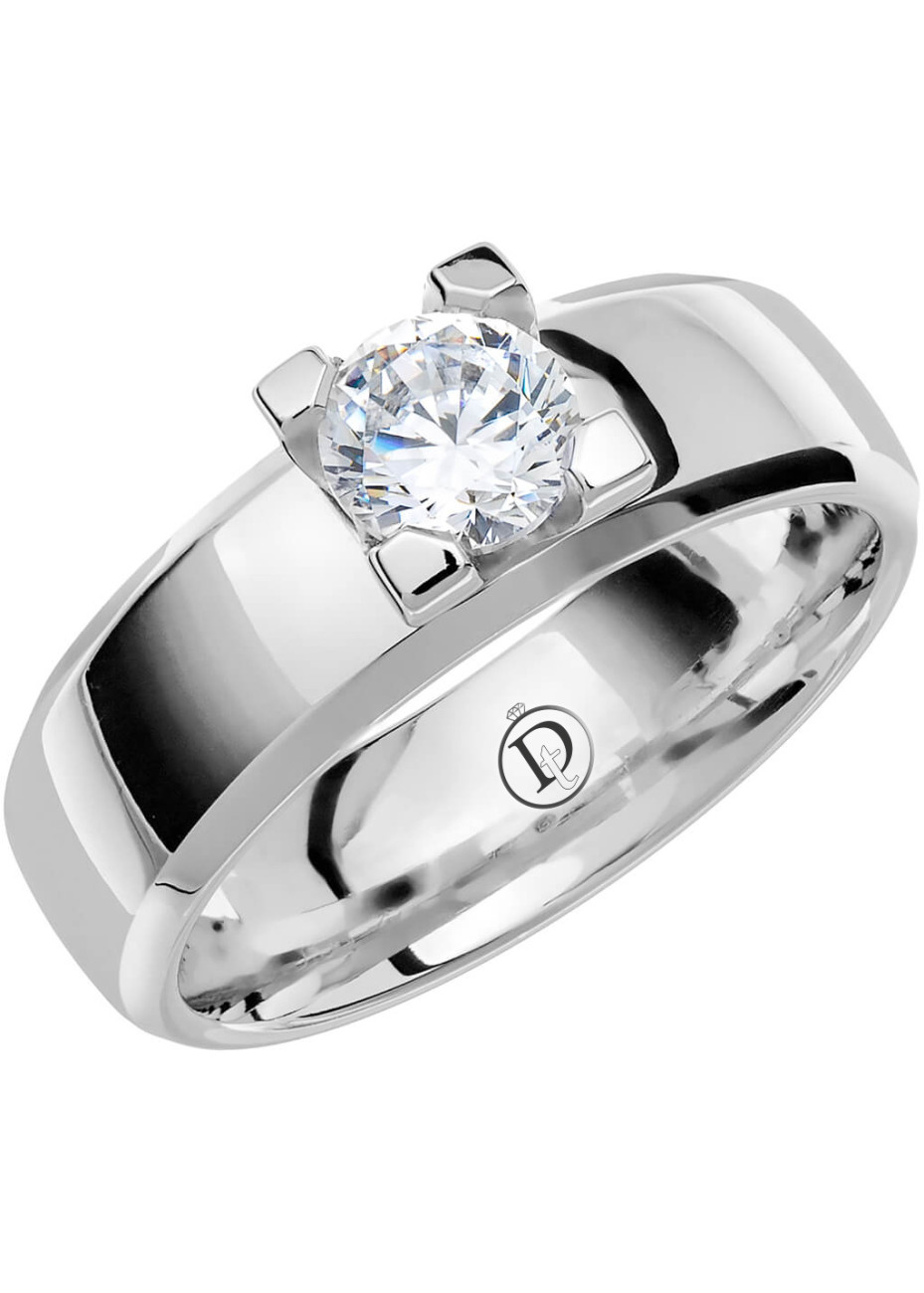 VR55 Witgouden trouwring-verlovingsring met 0.50 crt. briljant 6.0 mm