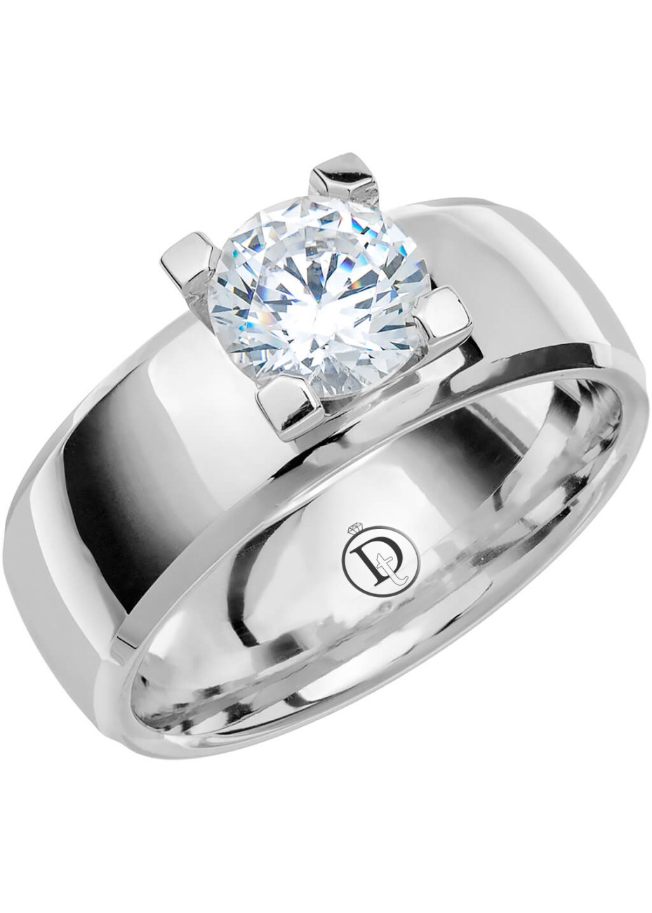 VR56 Witgouden trouwring-verlovingsring met 1.00 crt. briljant 7.0 mm