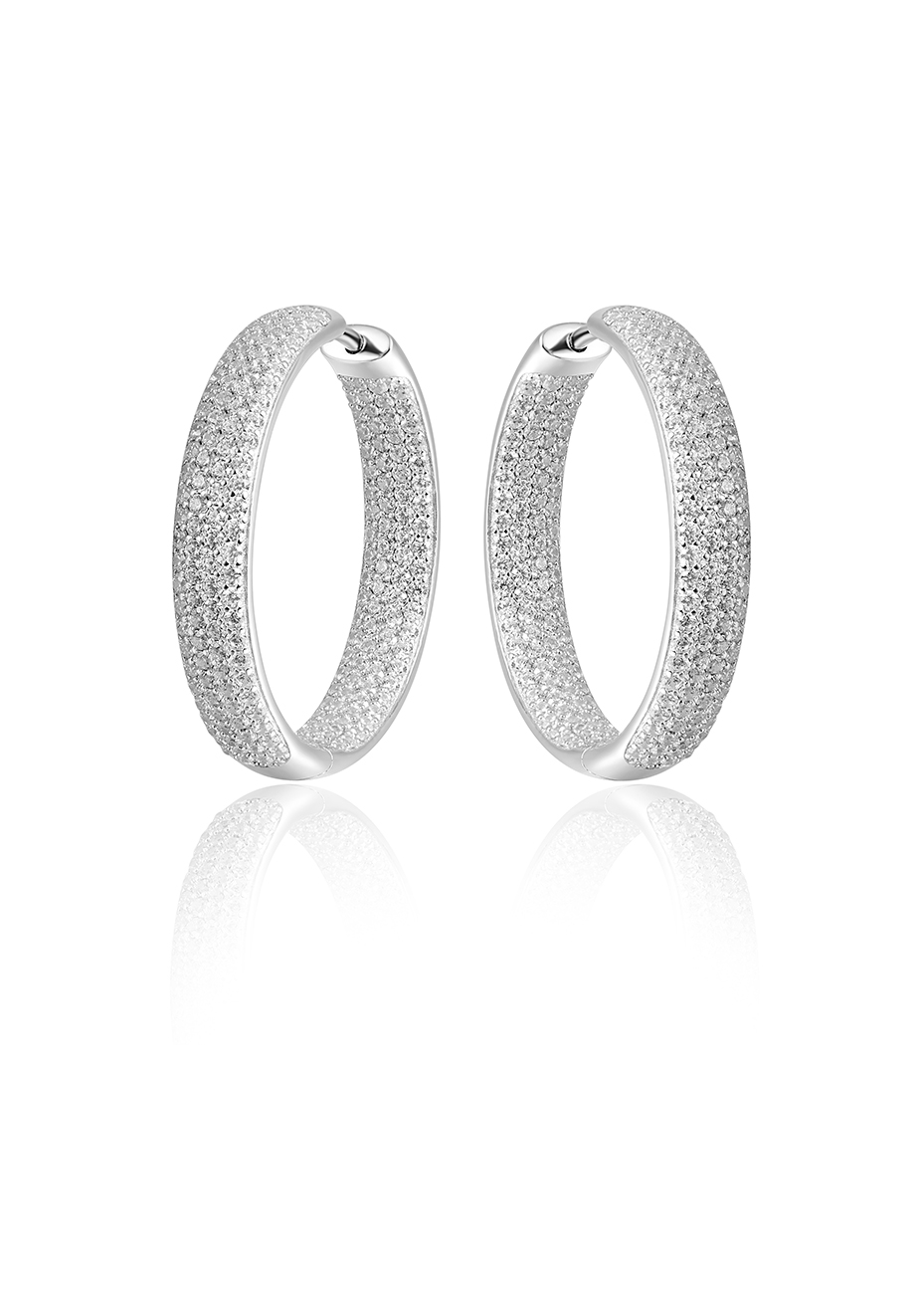 KCH5-30 Zilveren oorringen met zirconia 30x5 mm