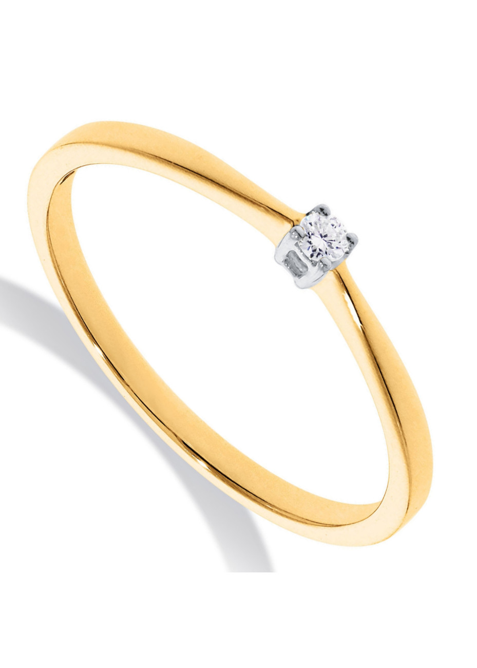 0479-007 Eenvoudige gouden verlovingsring met 0.07 crt. briljant