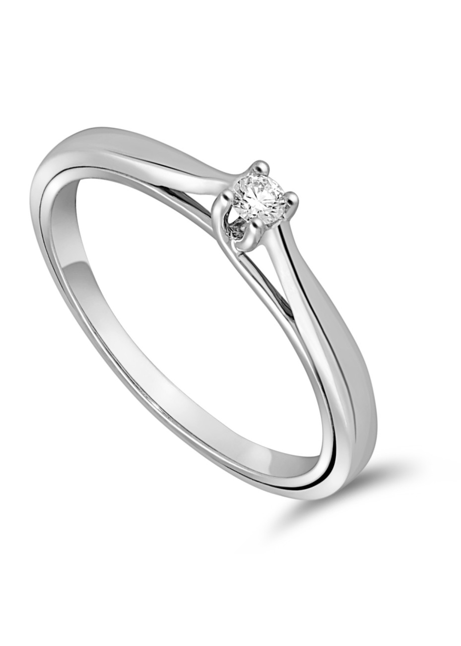 0539-005 Witgouden verlovingsring met 0.05 crt. briljant in speelse zetting