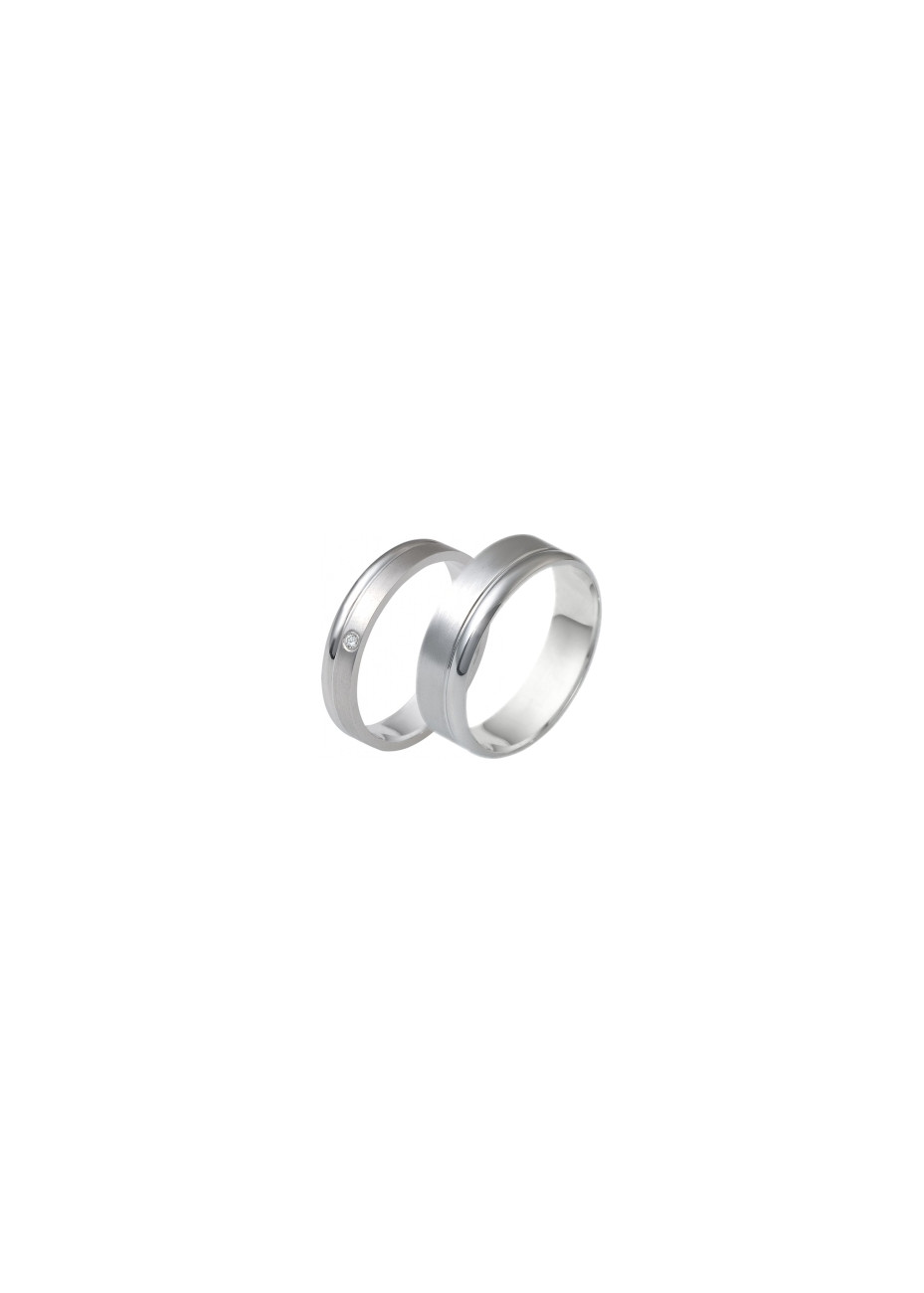 0204 Trouwringen witgoud met 1x0.01 crt briljant 4+6 mm