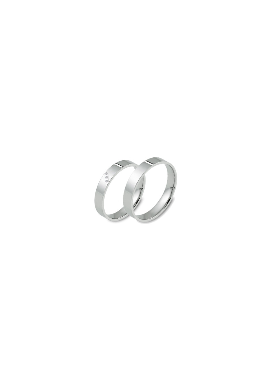 0410 Trouwringen witgoud met 3x0.01 crt briljant 4 mm