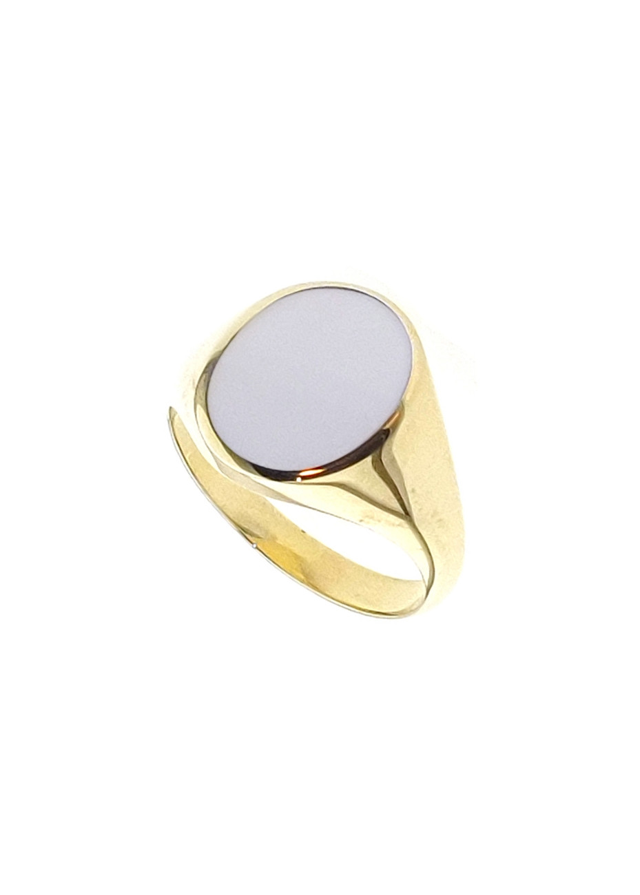 .8.9 gouden herenring met bleekblauwe lagensteen