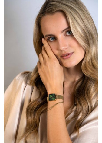 ZIW1735 Goud met groen klein vierkant dameshorloge Zinzi Square 22 mm