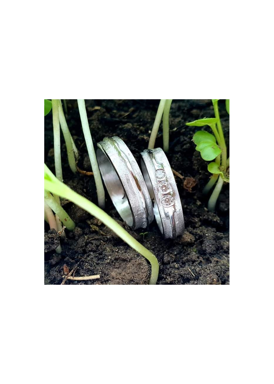 204-205 Zilver met briljant Mathisse kunstzinnige trouwringen