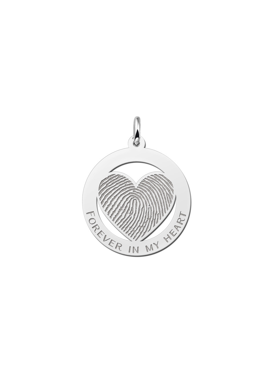ZHEV029 Hanger vingerafdruk en naam zilver
