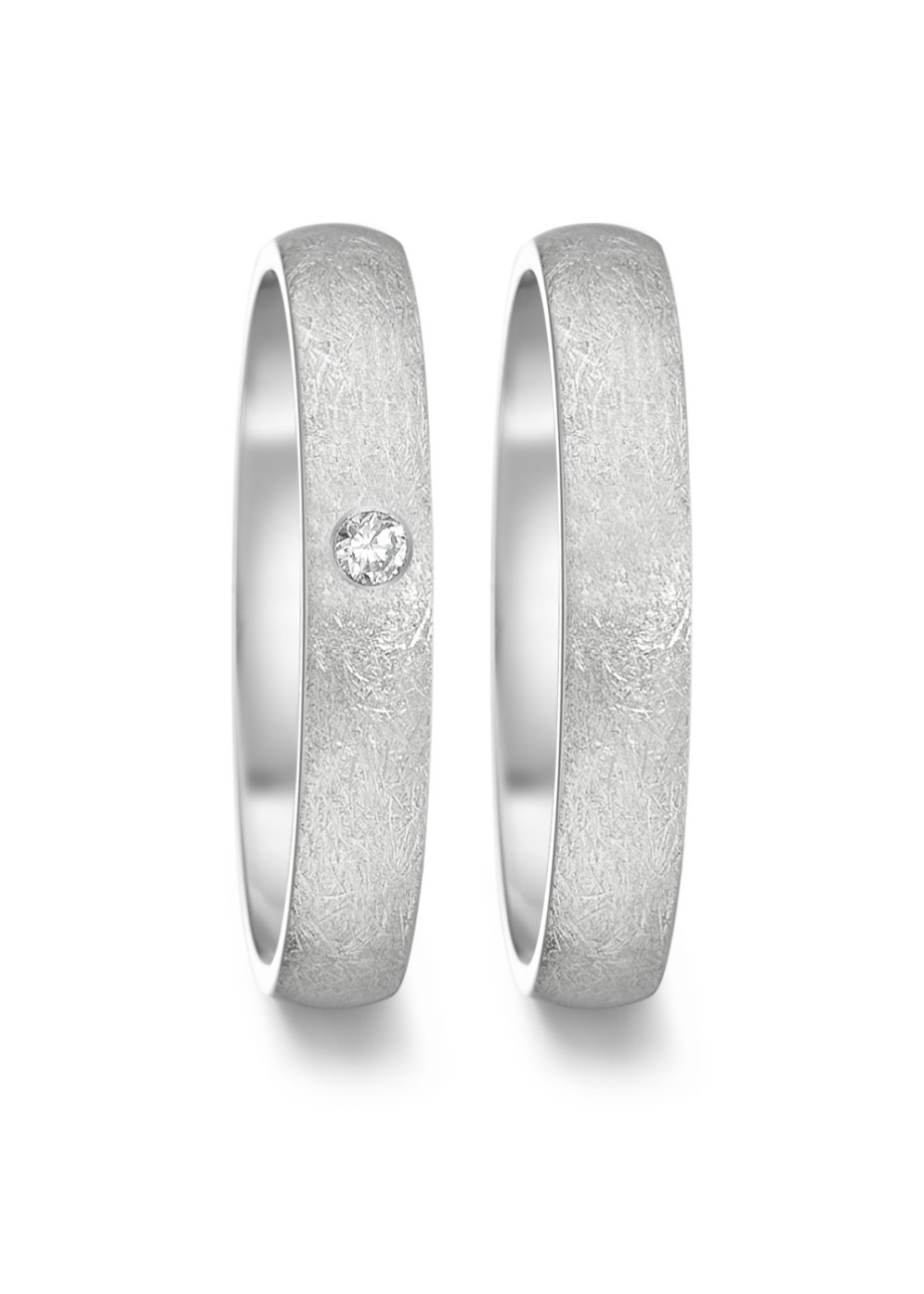 369.6014.XX Teno gescratcht stalen trouwringen met 0.04 briljant 4 mm