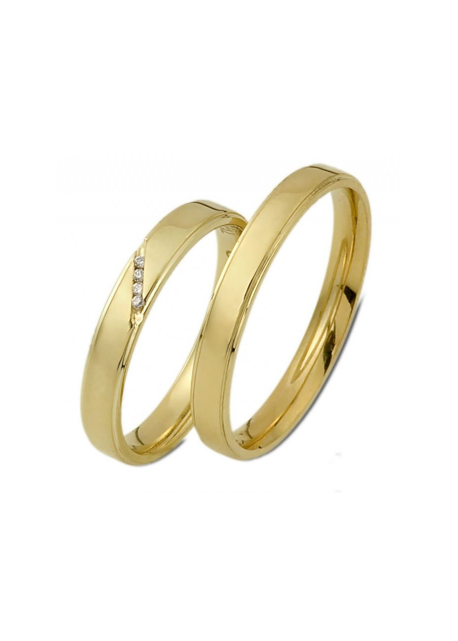 1308 Trouwringen geelgoud met 4x0.005 crt briljant 4.5 mm