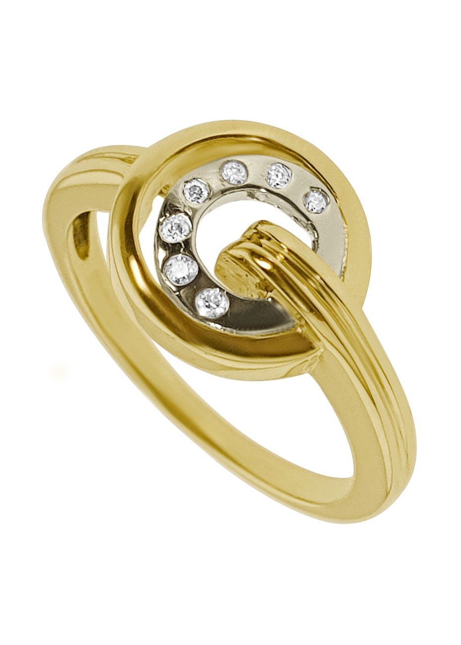 .4.1 gram Bicolour gouden damesring fantasiemodel met briljant