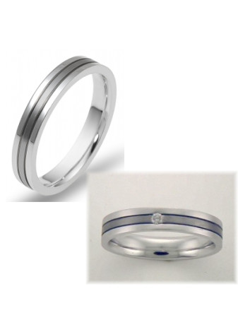 1511 Trouwringen titanium met witgoud met 1x0.045 crt briljant 4 mm