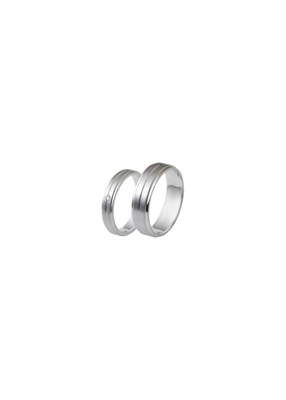 0201 Trouwringen witgoud met 1x0.02 crt briljant 4+6 mm