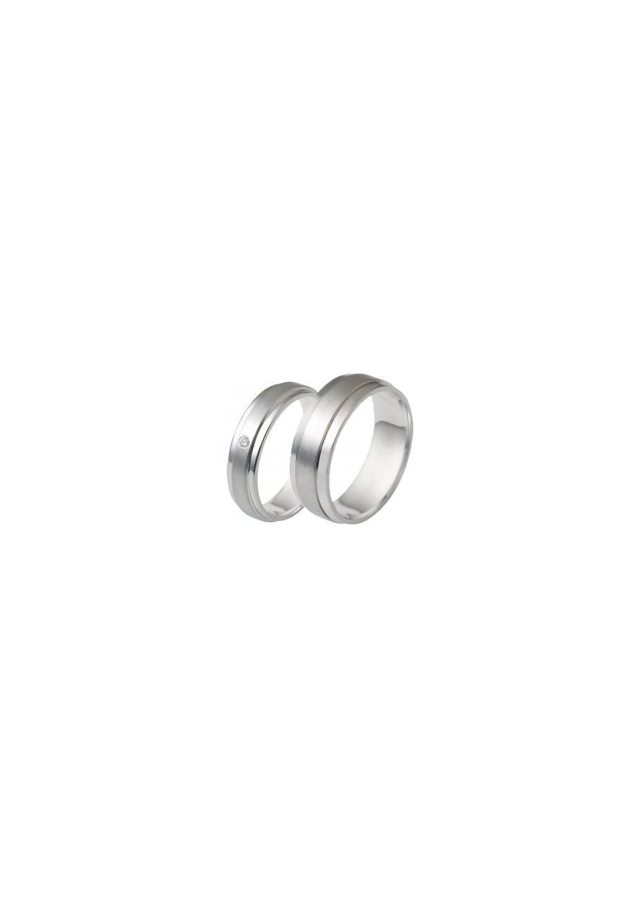 0405 Trouwringen witgoud met 1x0.01 crt briljant 5+7 mm