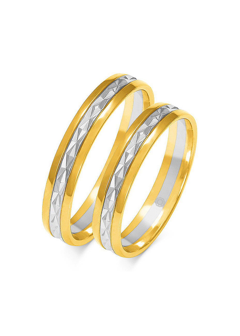 A214 Een paar bicolour trouwringen 4 mm Bluerings