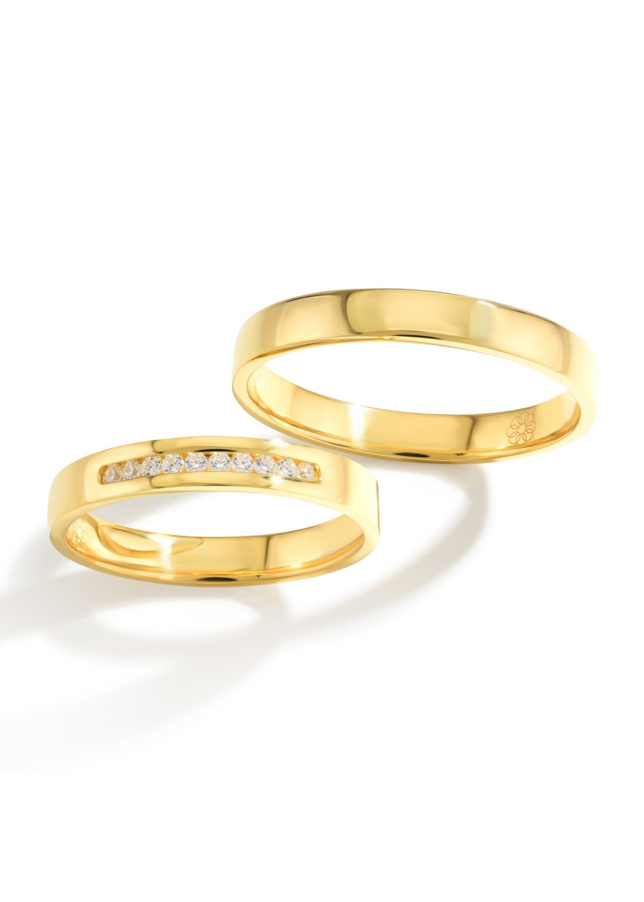 BU 005 Een paar geelgouden trouwringen met 0.10 briljant 3 mm