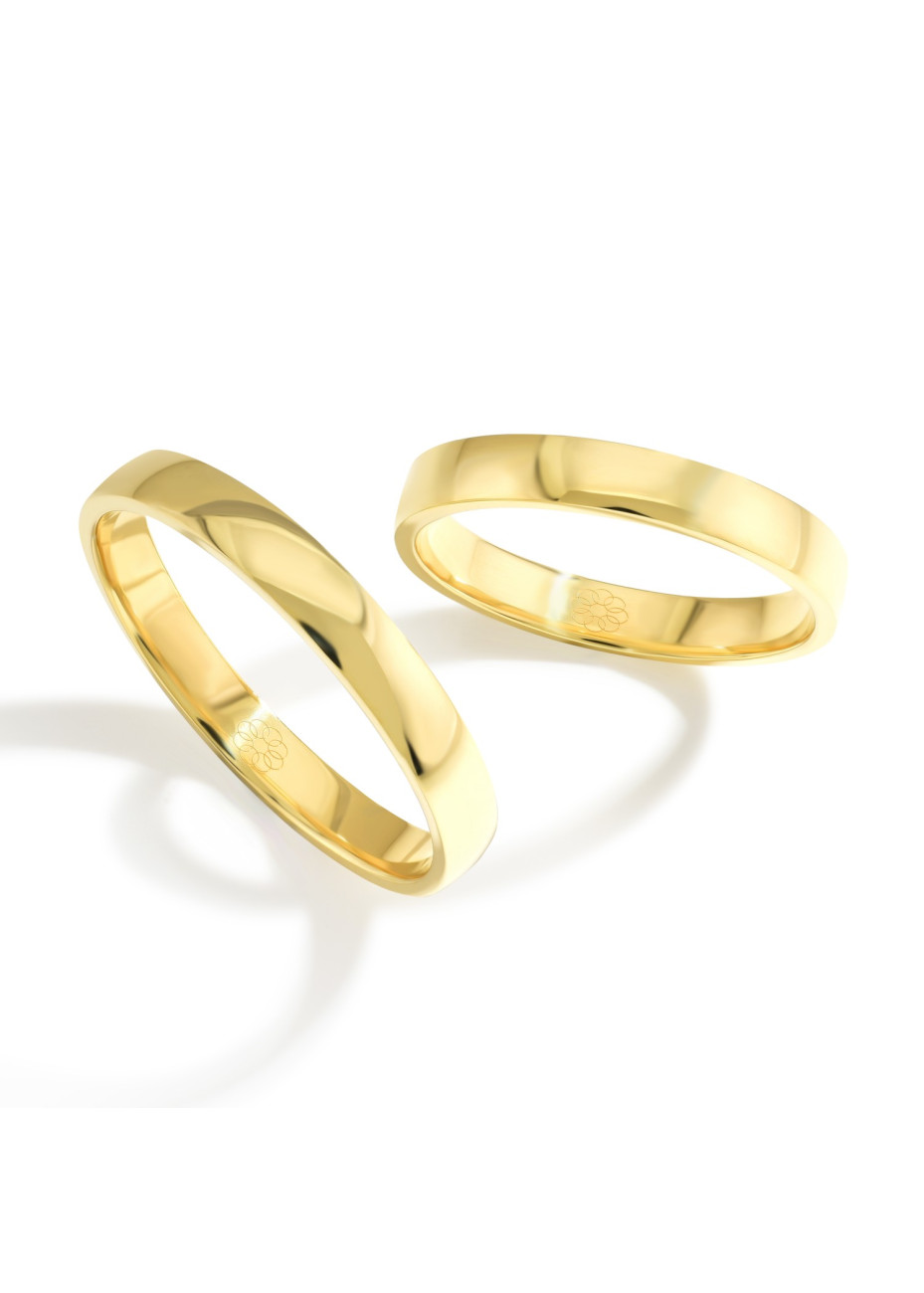 BU 007 Een paar geelgouden trouwringen 3 mm Bluerings