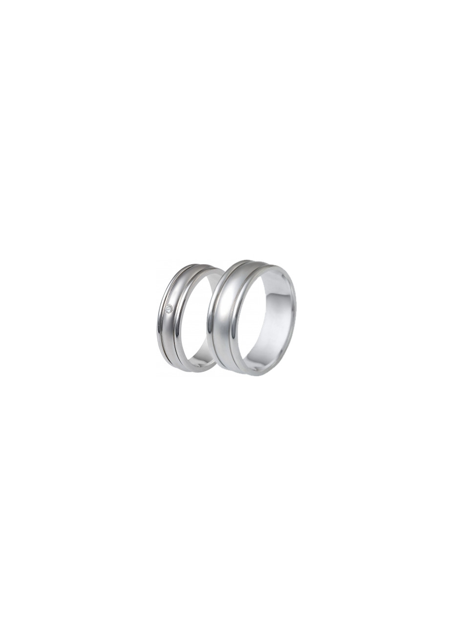 0412 Trouwringen witgoud met 1x0.015 crt briljant 5+7 mm