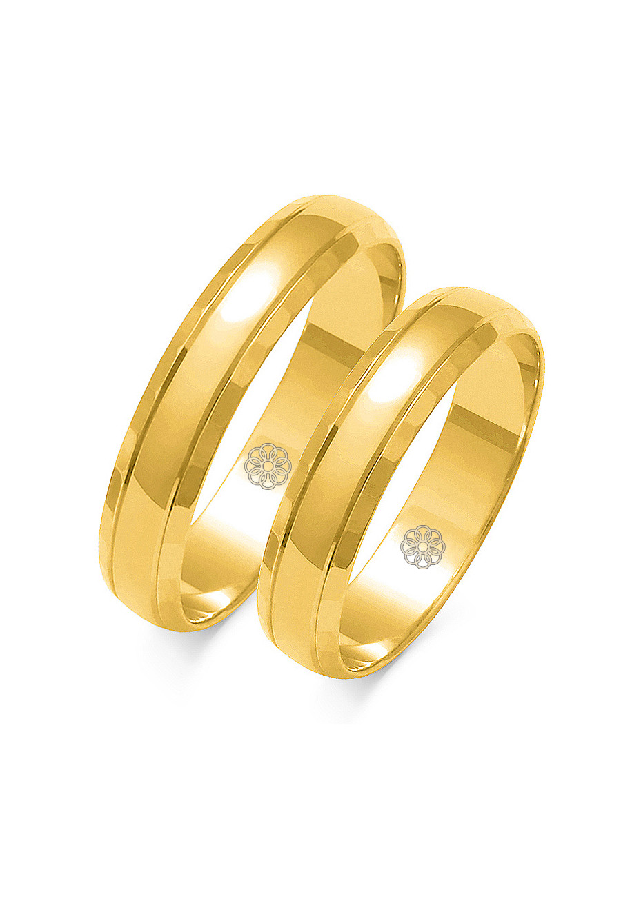 O 8 Een paar geelgouden trouwringen 4.5 mm Bluerings