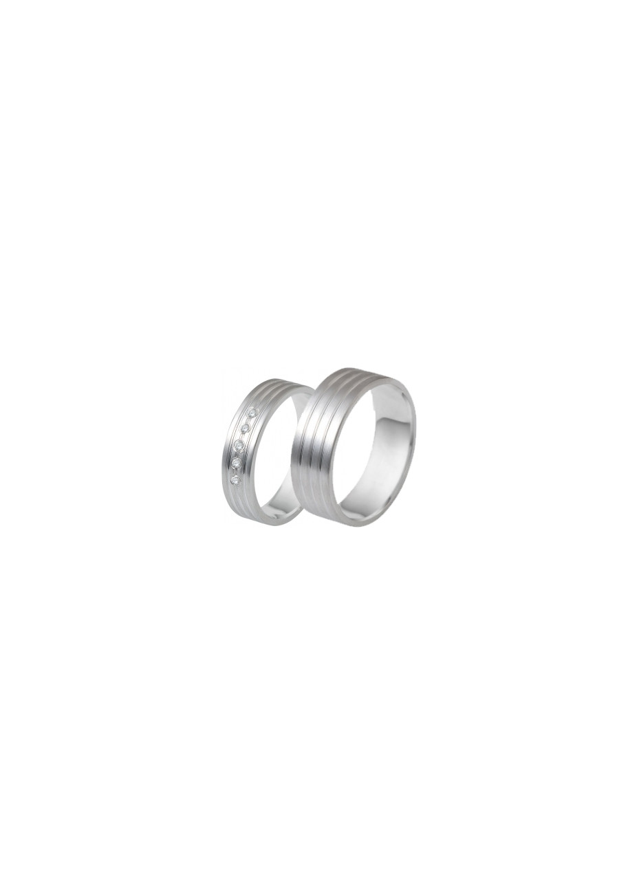 0508 Trouwringen witgoud met 5x0.015 crt briljant 5+7 mm