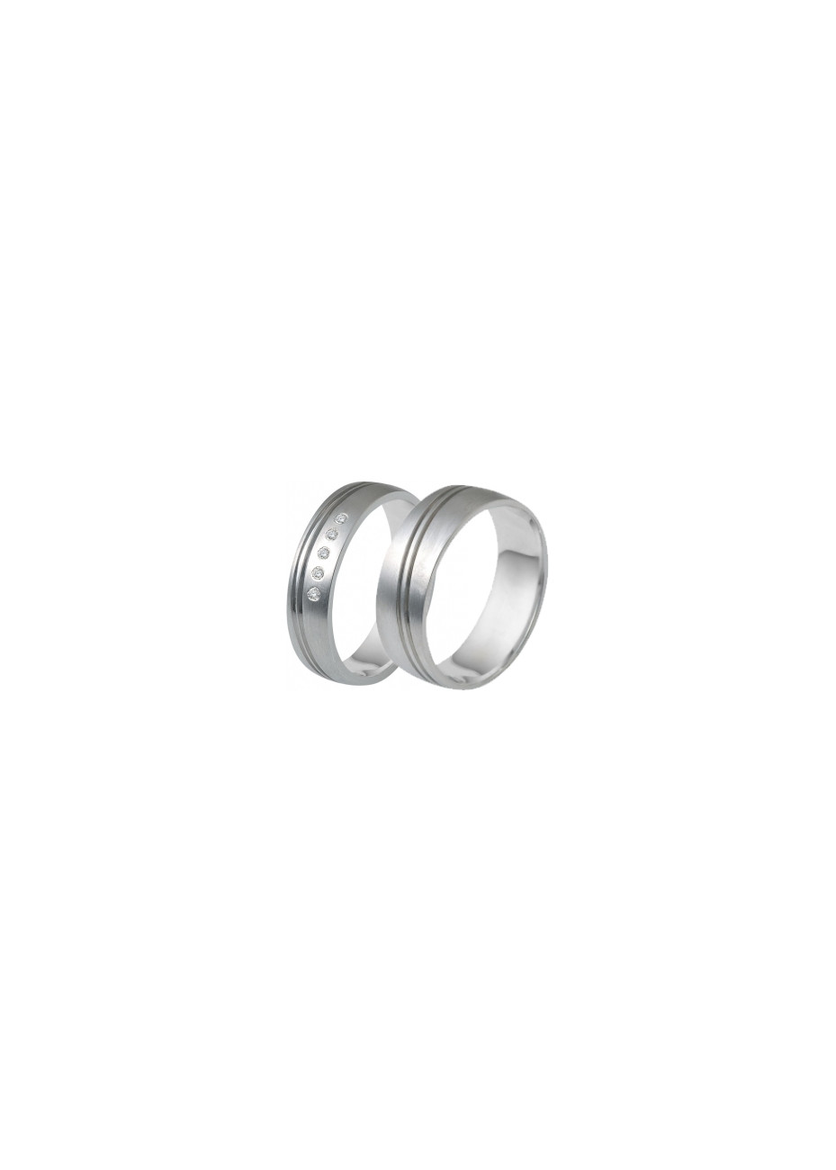 0510 Trouwringen witgoud met 5x0.005 crt briljant 5+7 mm