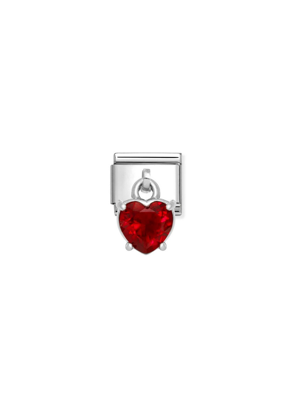 33181213 Nomination Hangend Zilver Hart Zirconia Rood