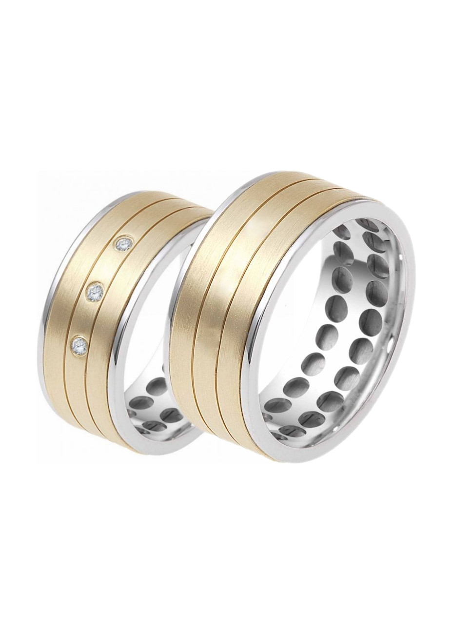 0712 Trouwringen bicolour goud met 3x0.01 crt briljant 6.2 mm