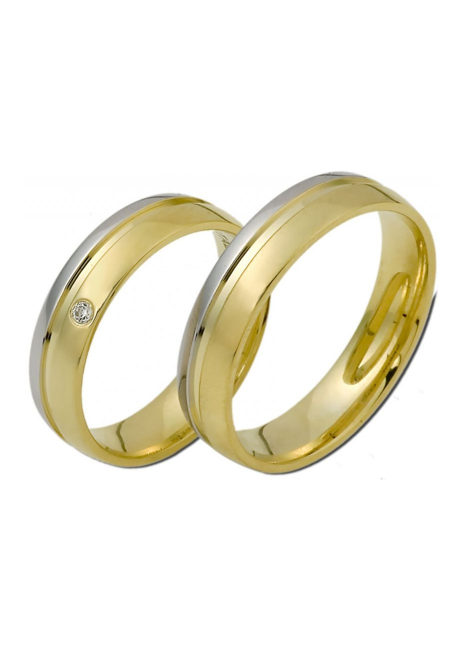 0801 Trouwringen bicolour goud met 1x0.02 crt briljant 5 mm