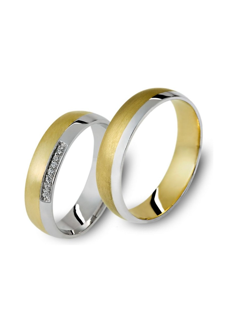 0902 Trouwringen bicolour goud met 7x0.005 crt briljant 5 mm