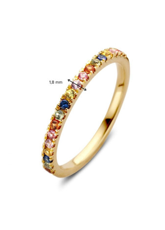 Aanzoeksring RG137121 goud met regenboog-saffier
