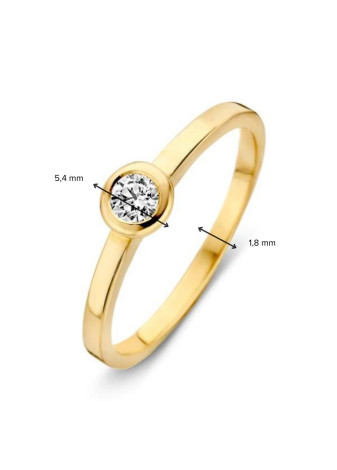 Aanzoeksring RH126188 geelgoud met zirconia in ronde zetkast
