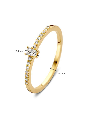 Aanzoeksring RH127367 geelgoud met rechthoekige zirconia