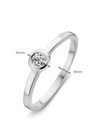 Aanzoeksring RH226189 witgoud met zirconia in ronde zetkast