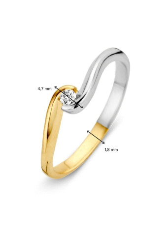 Aanzoeksring RH426584 bicolour goud slagring met zirconia