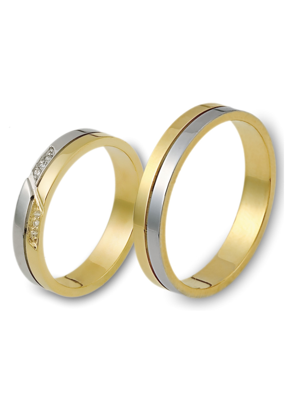 0909 Trouwringen bicolour goud met 1x0.005 crt briljant 4 mm