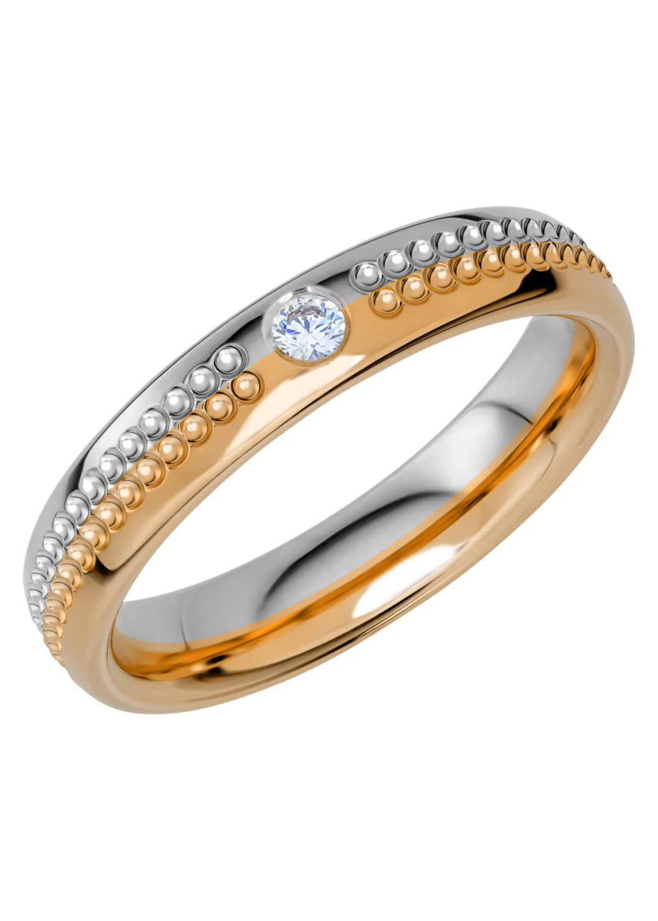 REFLECTION 16 Bicolour gouden trouwring met 0.05 briljant 4.0 mm