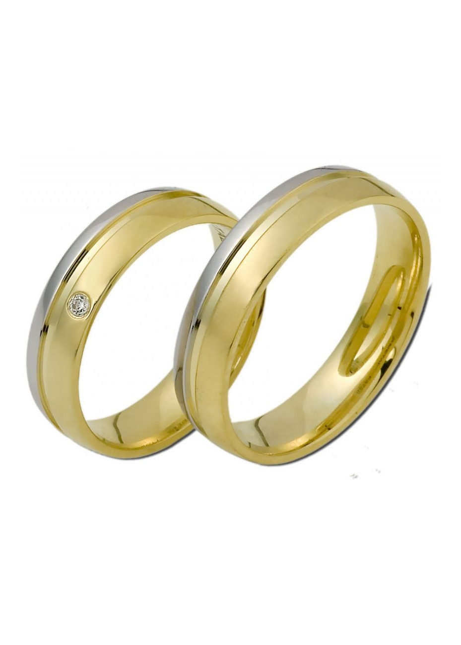 0911 Trouwringen bicolour goud met 1x0.02 crt briljant 5 mm