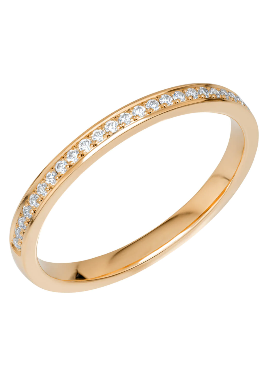 GLIMMER A03 Rosé gouden trouwring-verlovingsring met 0.12 briljant 2.0 mm