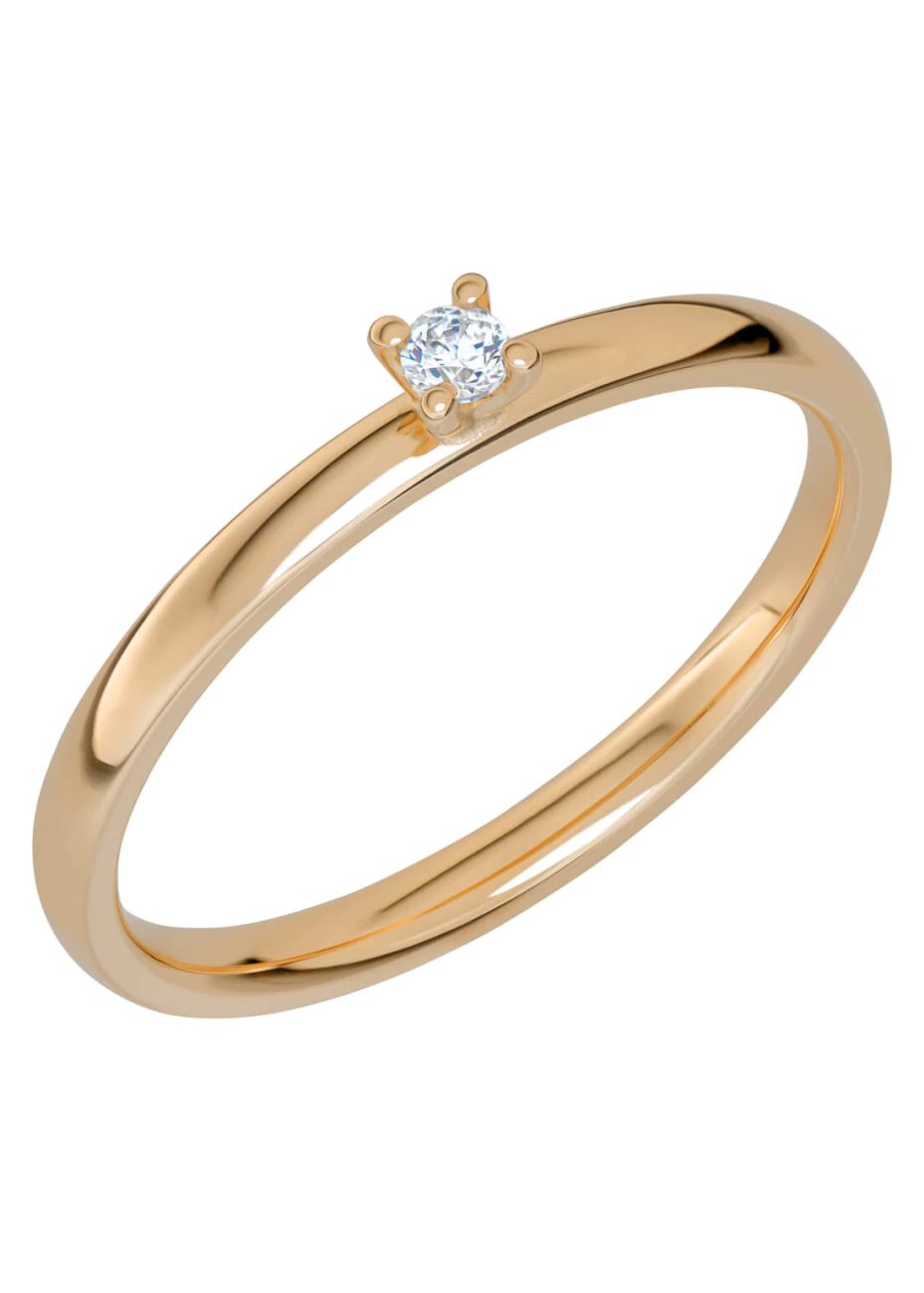 GLINT 0,05 Rosé gouden trouwring-verlovingsring met 0.05 briljant 2.0 mm