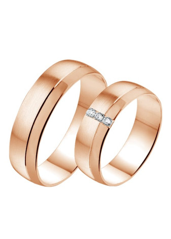 0564 Wit- met rosé gouden trouwringen met 0.09 briljant 6 mm Alliance
