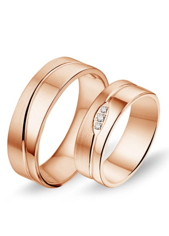 2871 Alliance trouwringen bicolour goud met 0.04 briljant 6.5 mm
