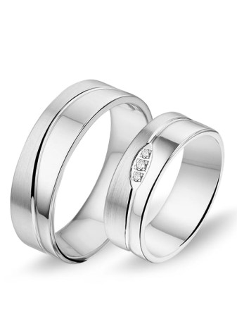 2871 Alliance trouwringen bicolour goud met 0.04 briljant 6.5 mm