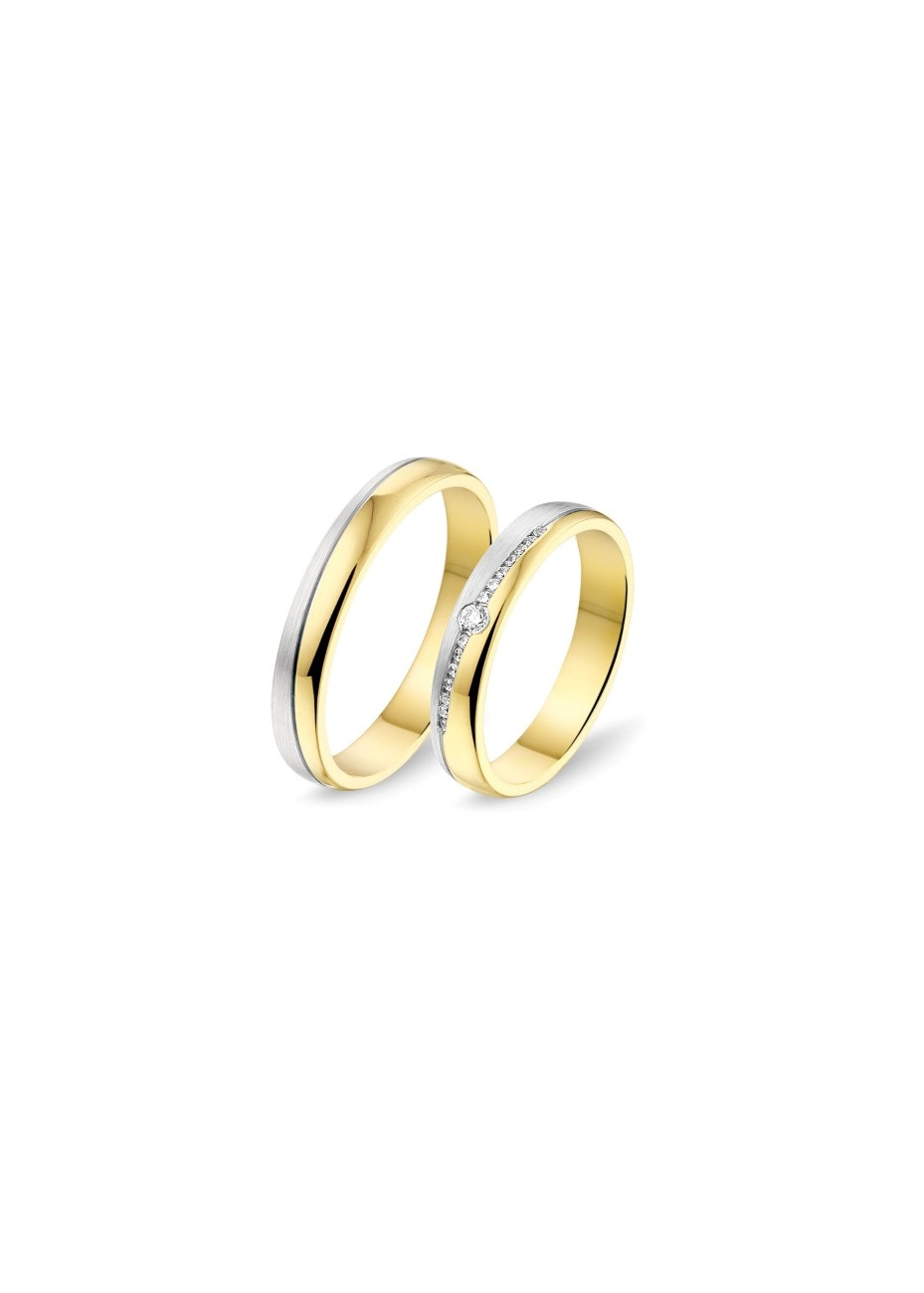 2005 Alliance wit- met geelgouden trouwringen met 0.10 briljant 3.5 mm
