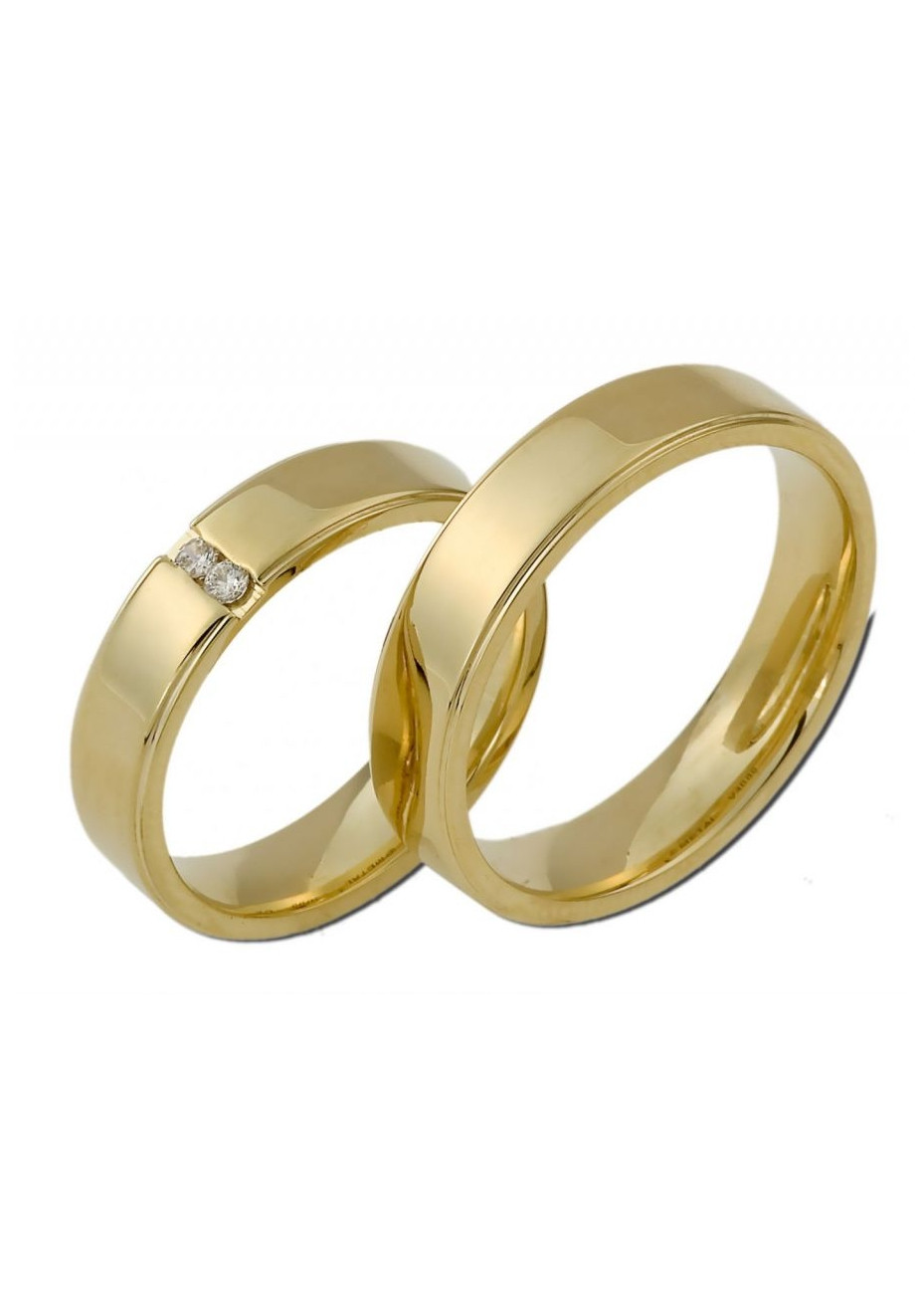 1306 Trouwringen geelgoud met 2x0.035 crt briljant 5 mm