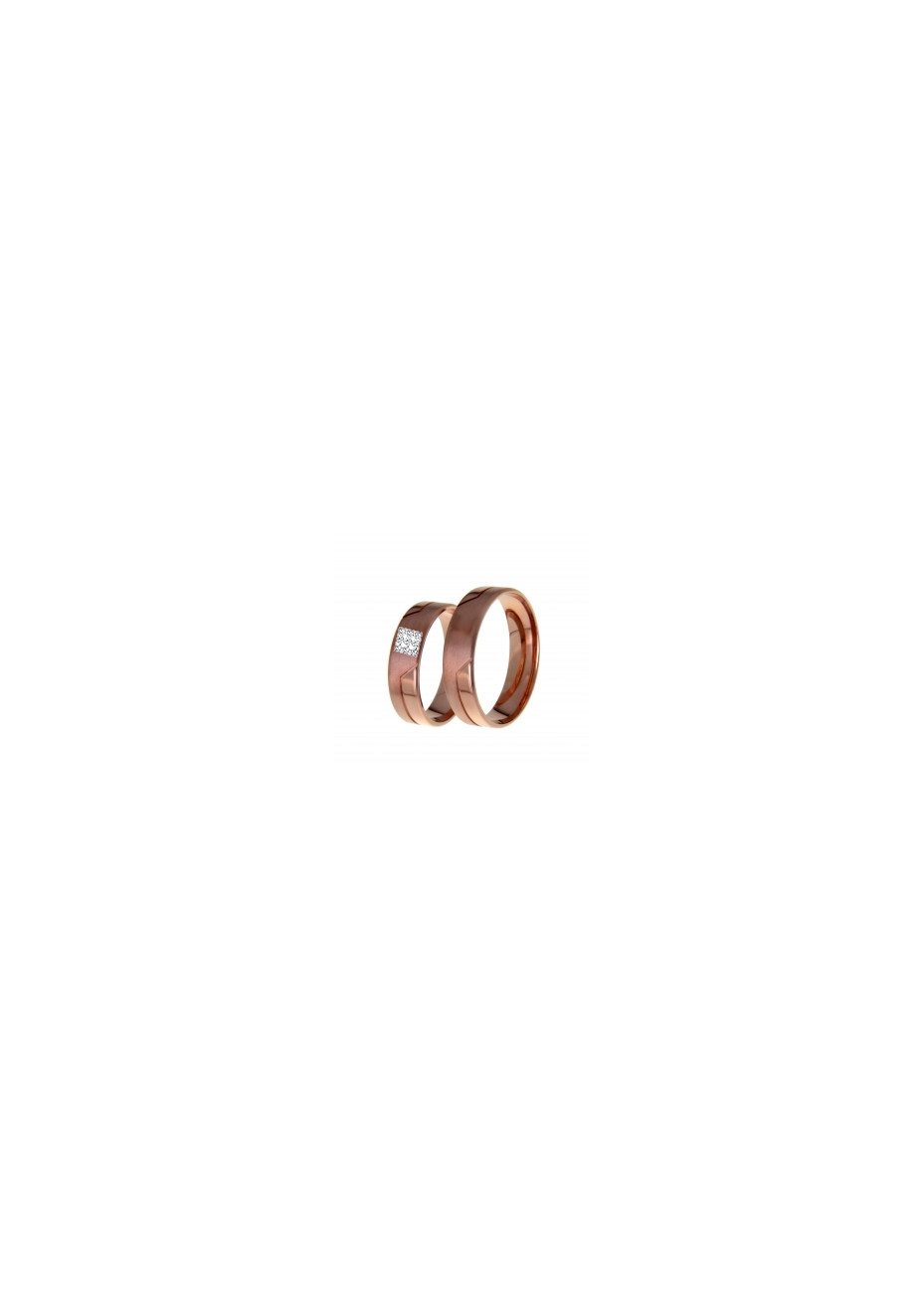 1401 Trouwringen rosé goud met 9x0.005 crt briljant 6 mm
