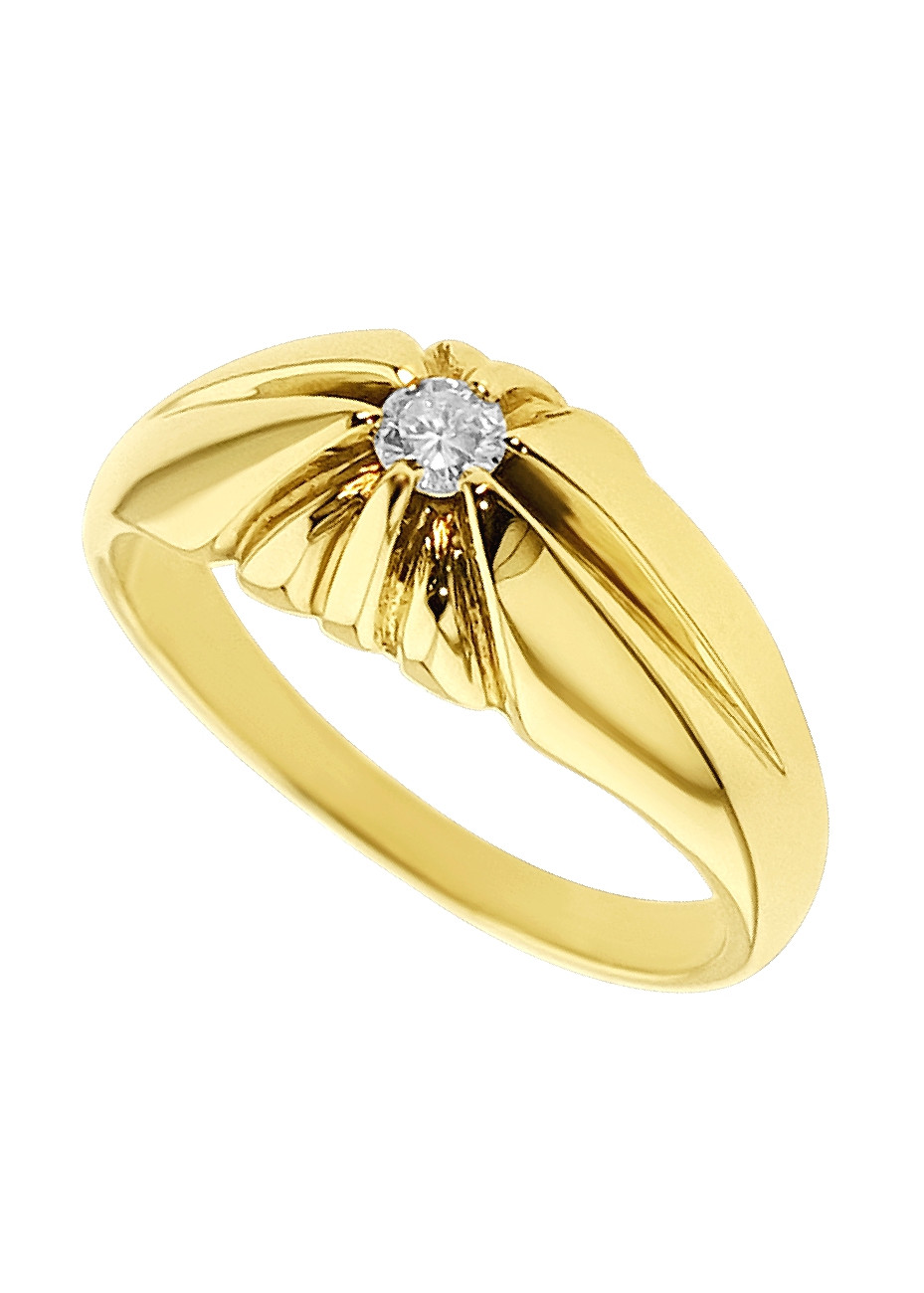 .5.5 gram geelgouden heren- pinkring met 0.12 crt. briljant