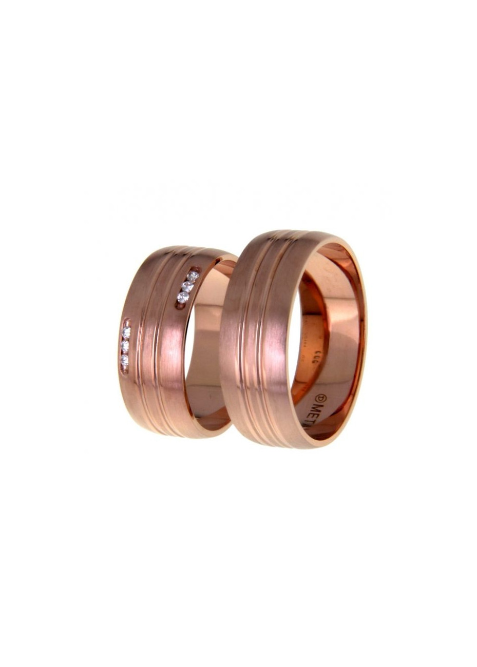 1402 Trouwringen rosé goud met 6x0.01 crt briljant 7.5 mm