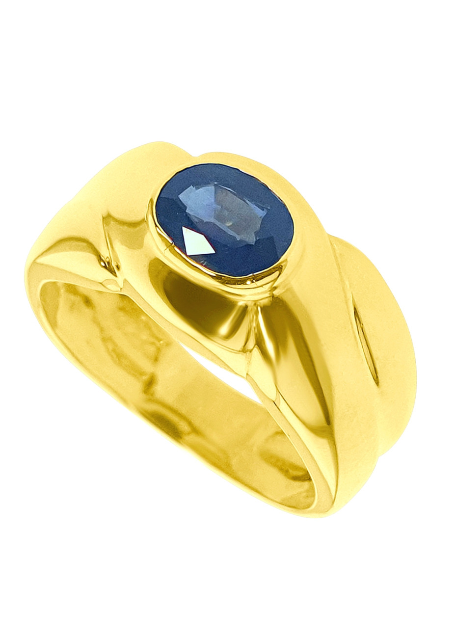 .8.2 gram vintage gouden herenring met echte blauwe saffier mt 20