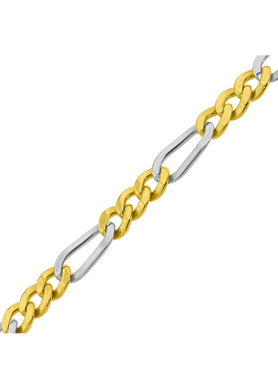 13.1 gram bicolour gouden figaro-armband 21 cm