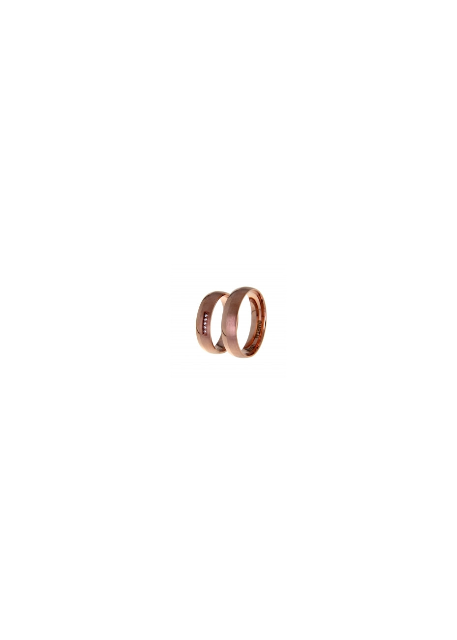 1406 Trouwringen rosé goud met 5x0.005 crt briljant 5.2 mm